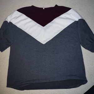 Chic Soul Sweater, burgundy grey and white Plus Size 3X
